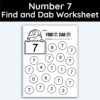 Number 7 Find and Dab Worksheet