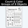 Number 8 Count and Color Groups Worksheet
