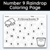 Number 9 Raindrop Coloring Page