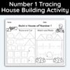 Number 1 Tracing - House Building Worksheet