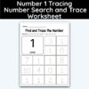 Number 1 Tracing - Number Search and Trace Worksheet