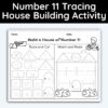 Number 11 Tracing - House Building Worksheet