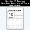 Number 13 Tracing - Number Search and Trace Worksheet