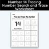 Number 14 Tracing - Number Search and Trace Worksheet