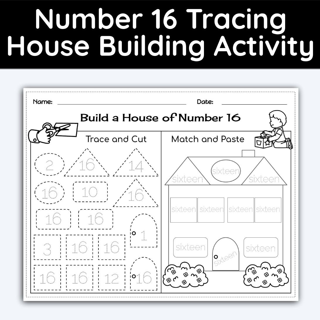 number-16-tracing-house-building-worksheet