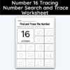 Number 16 Tracing - Number Search and Trace Worksheet