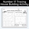 Number 17 Tracing - House Building Worksheet