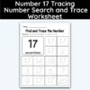 Number 17 Tracing - Number Search and Trace Worksheet