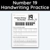 Number 19 Tracing - Number Handwriting Practice