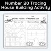 Number 20 Tracing - House Building Worksheet
