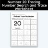 Number 20 Tracing - Number Search and Trace Worksheet