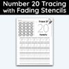 Number 20 Tracing - Number Tracing Worksheet With Fading Stencils