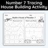 Number 7 Tracing - House Building Worksheet