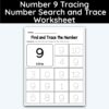 Number 9 Tracing - Number Search and Trace Worksheet