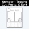 Number 1 Tracing - Cut, Paste, & Sort Activity