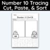 Number 10 Tracing - Cut, Paste, & Sort Activity