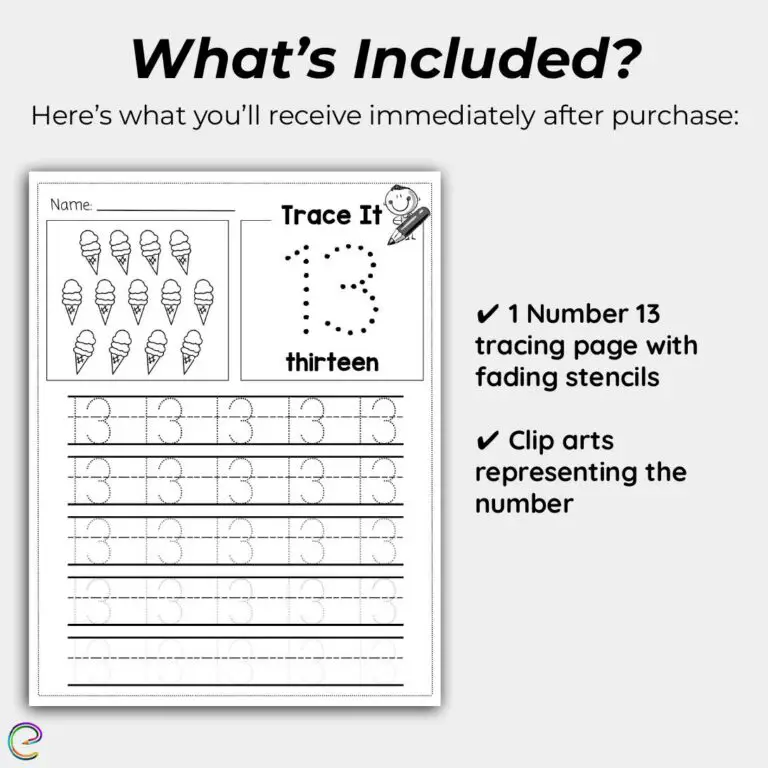 Number 13 Tracing Number Tracing Worksheet With Fading Stencils