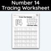 Number 14 Tracing - Number Tracing Worksheet
