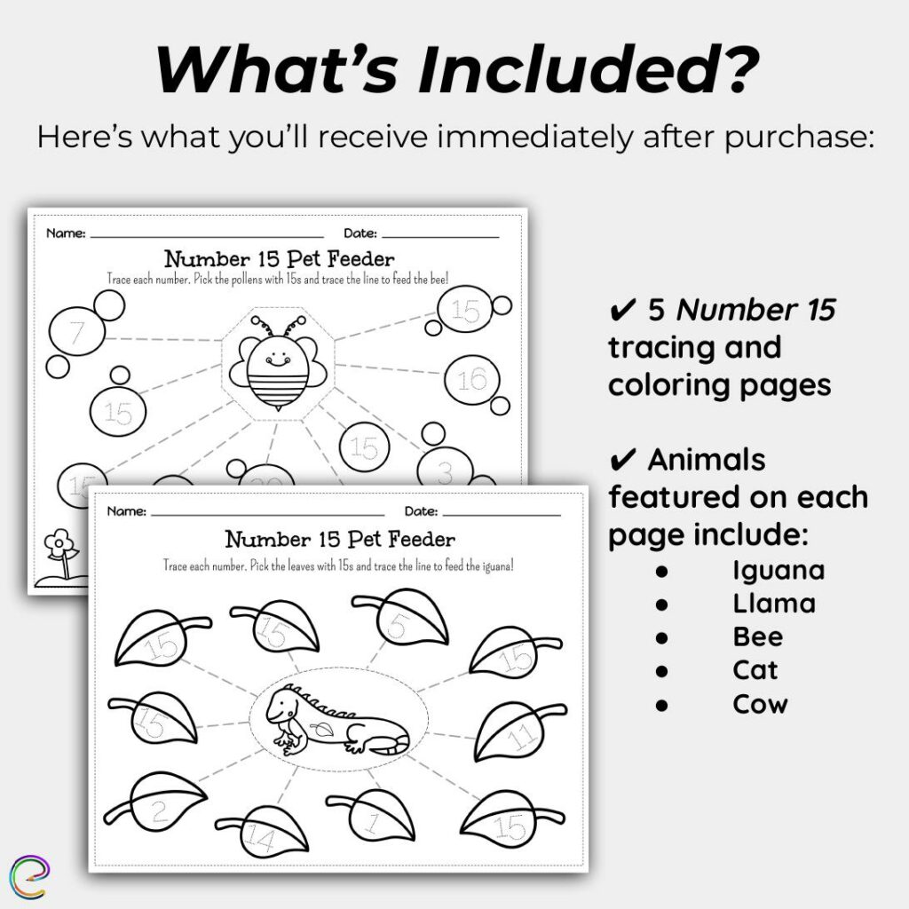 Number 15 Tracing Worksheets for Preschool [PDF Printables]