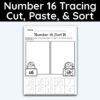 Number 16 Tracing - Cut, Paste, & Sort Activity