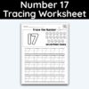 Number 17 Tracing - Number Tracing Worksheet