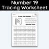Number 19 Tracing - Number Tracing Worksheet