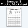 Number 3 Tracing - Number Tracing Worksheet
