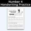 Number 4 Tracing - Number Handwriting Practice