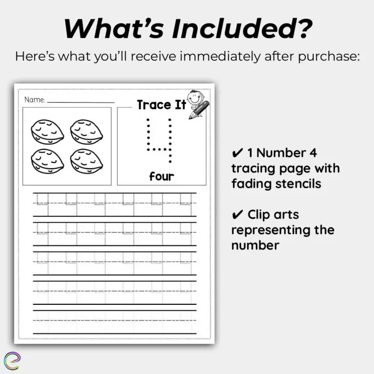 Number 4 Tracing Number Tracing Worksheet With Fading Stencils