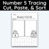 Number 5 Tracing - Cut, Paste, & Sort Activity