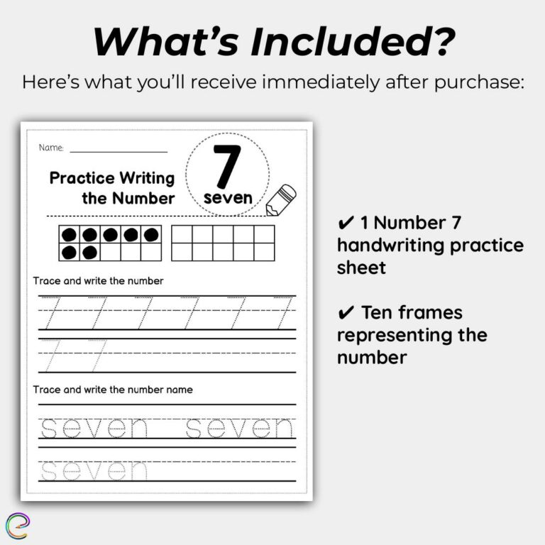 Number 7 Tracing Preschool