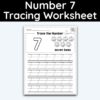 Number 7 Tracing - Number Tracing Worksheet