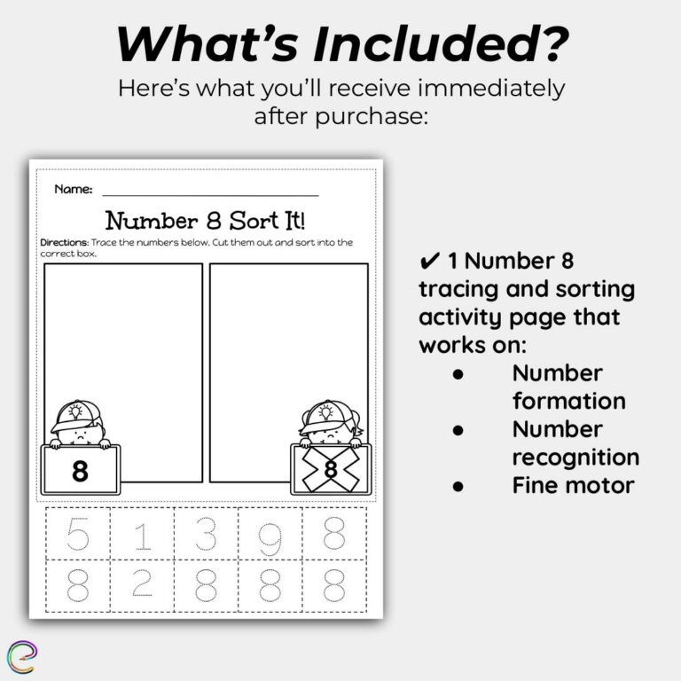 Number 8 Tracing Cut Paste Sort Activity Number 8 tracing cut paste sort activity