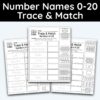Number Name Trace and Match Worksheet