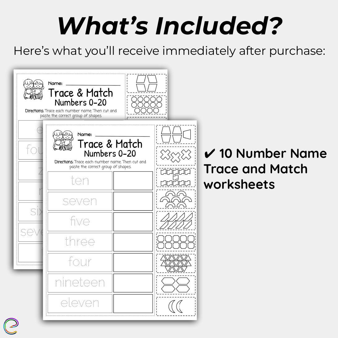 number-name-trace-and-match-worksheet