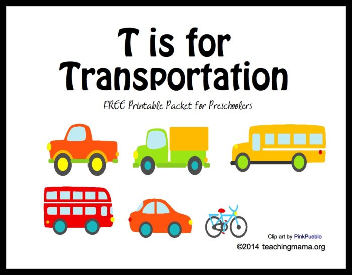 transportation homework for preschool