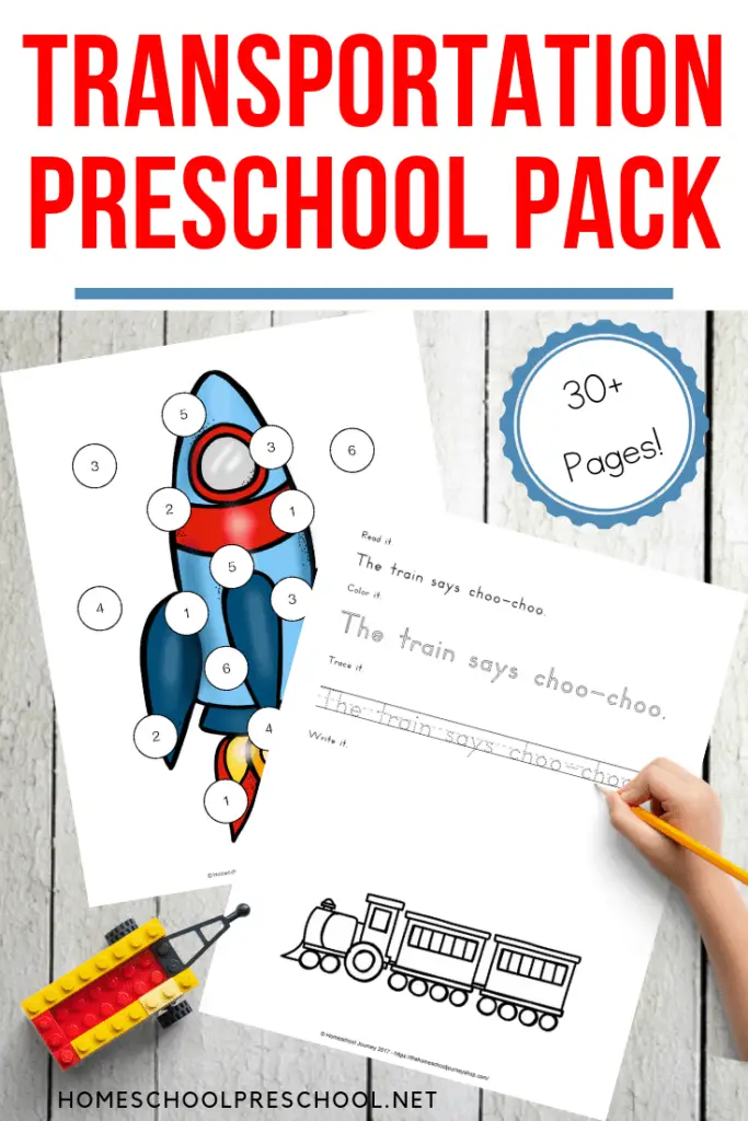 transportation homework for preschool