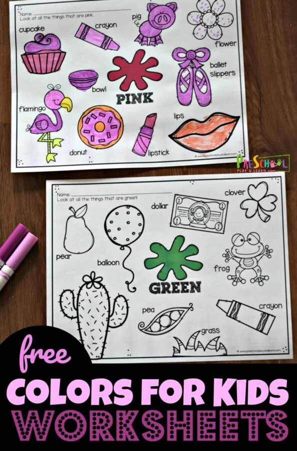 pre k worksheets colors