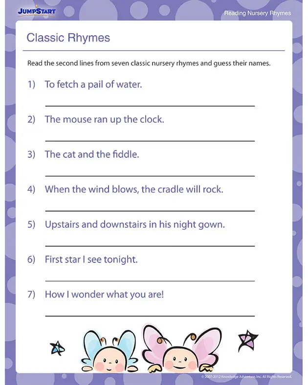 pre k worksheets reading