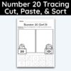 Number 20 Tracing - Cut, Paste, & Sort Activity